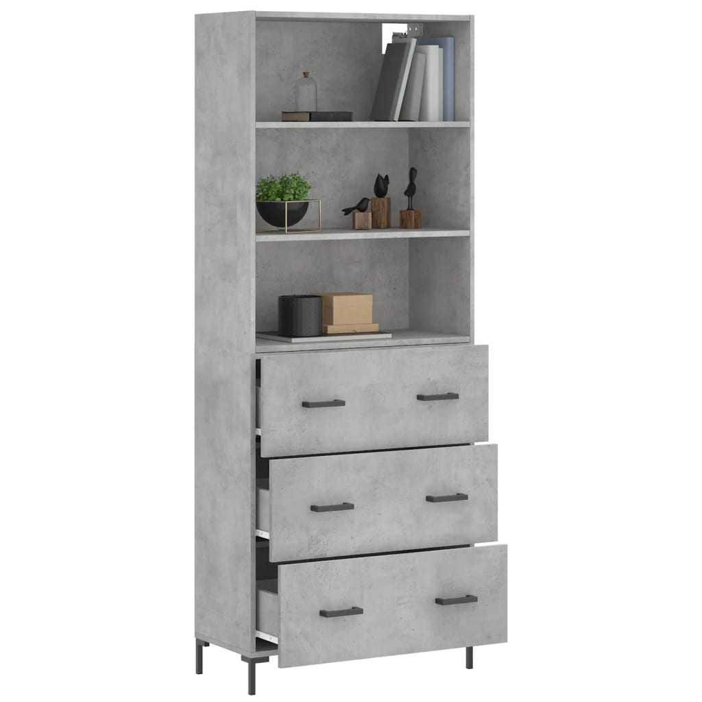 Highboard Hochglanz-Weiß 69,5x34x180 cm Holzwerkstoff