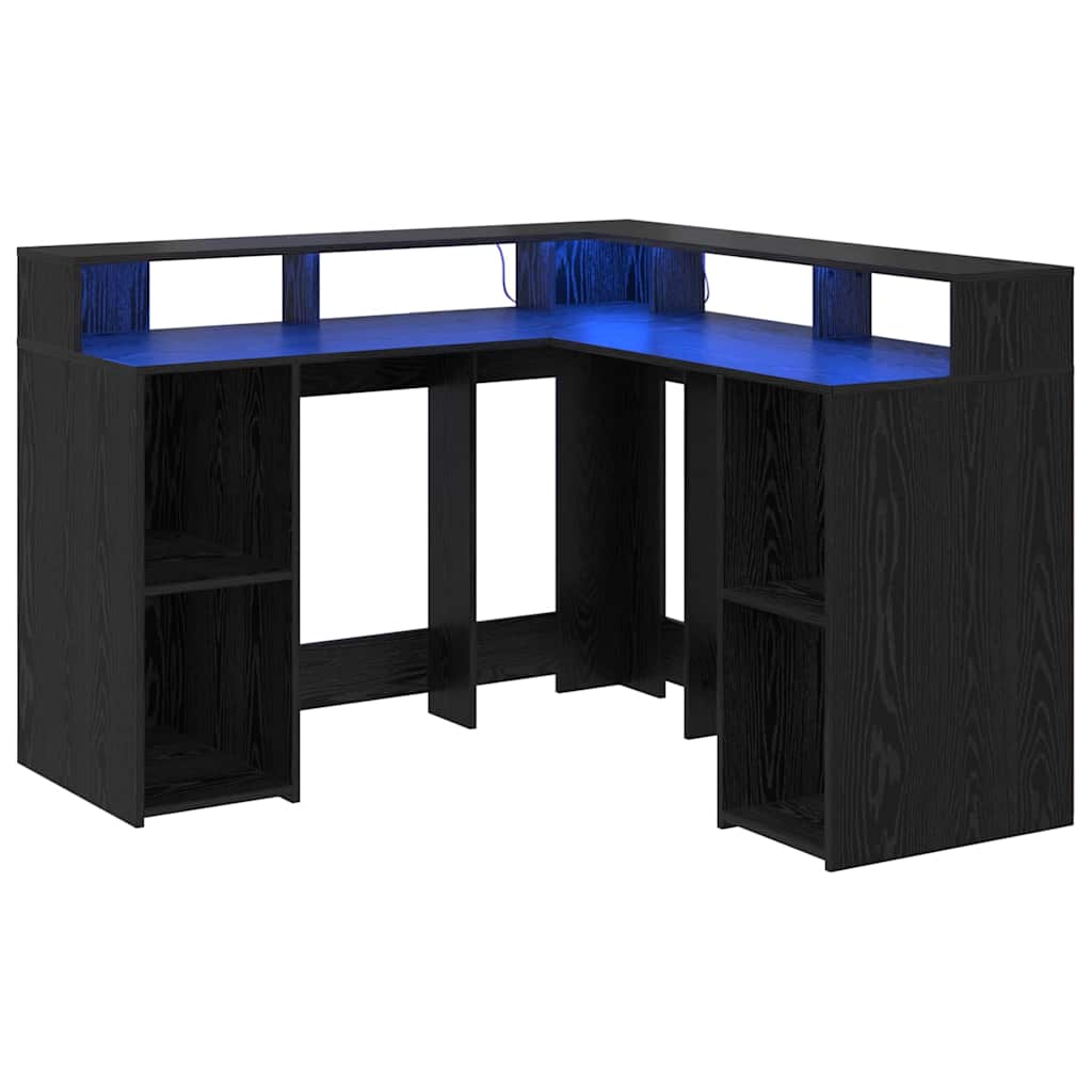 LED-Schreibtisch Weiß 130x130x91 cm Holzwerkstoff