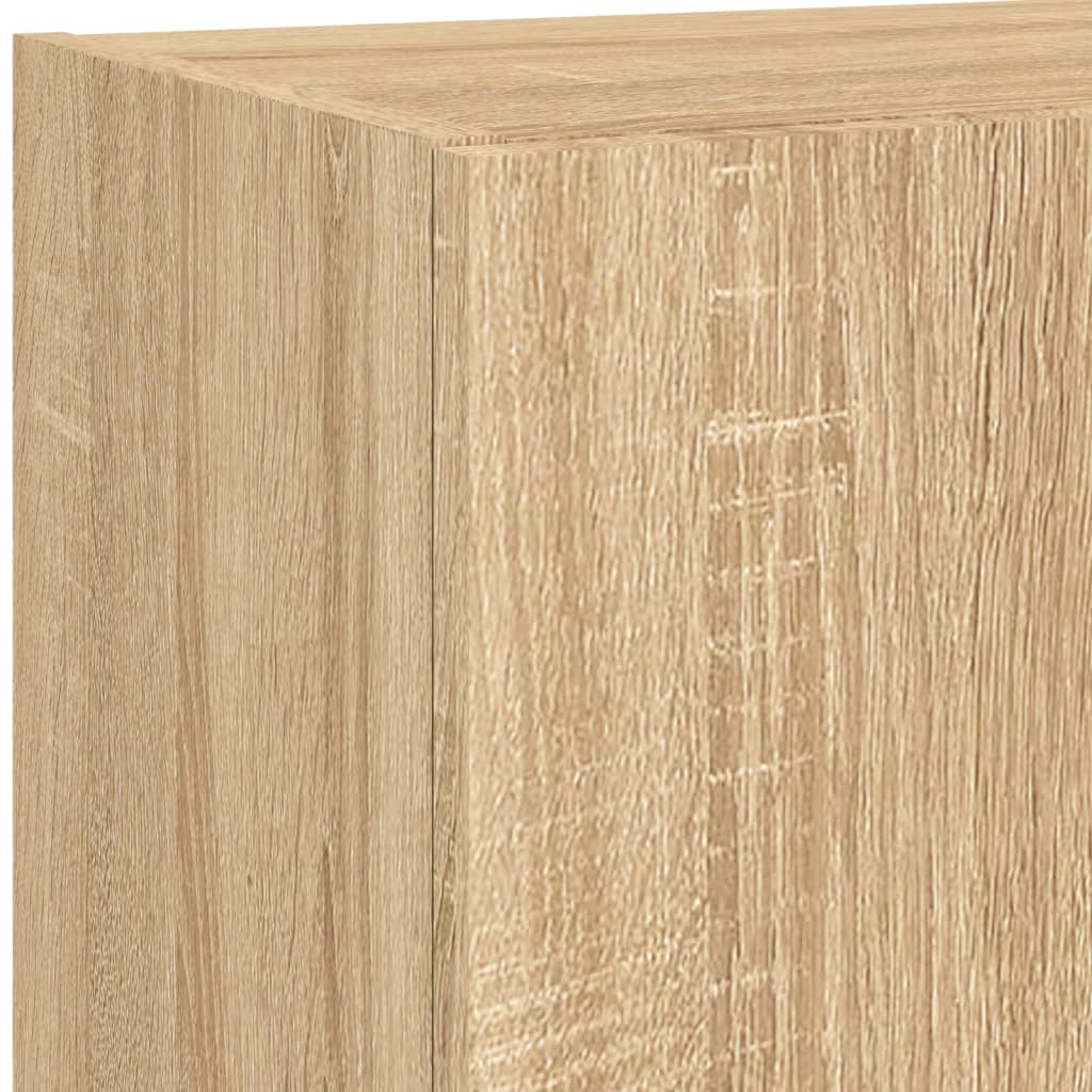 4-tlg. Wohnwand mit LED-Beleuchtung Weiß Holzwerkstoff