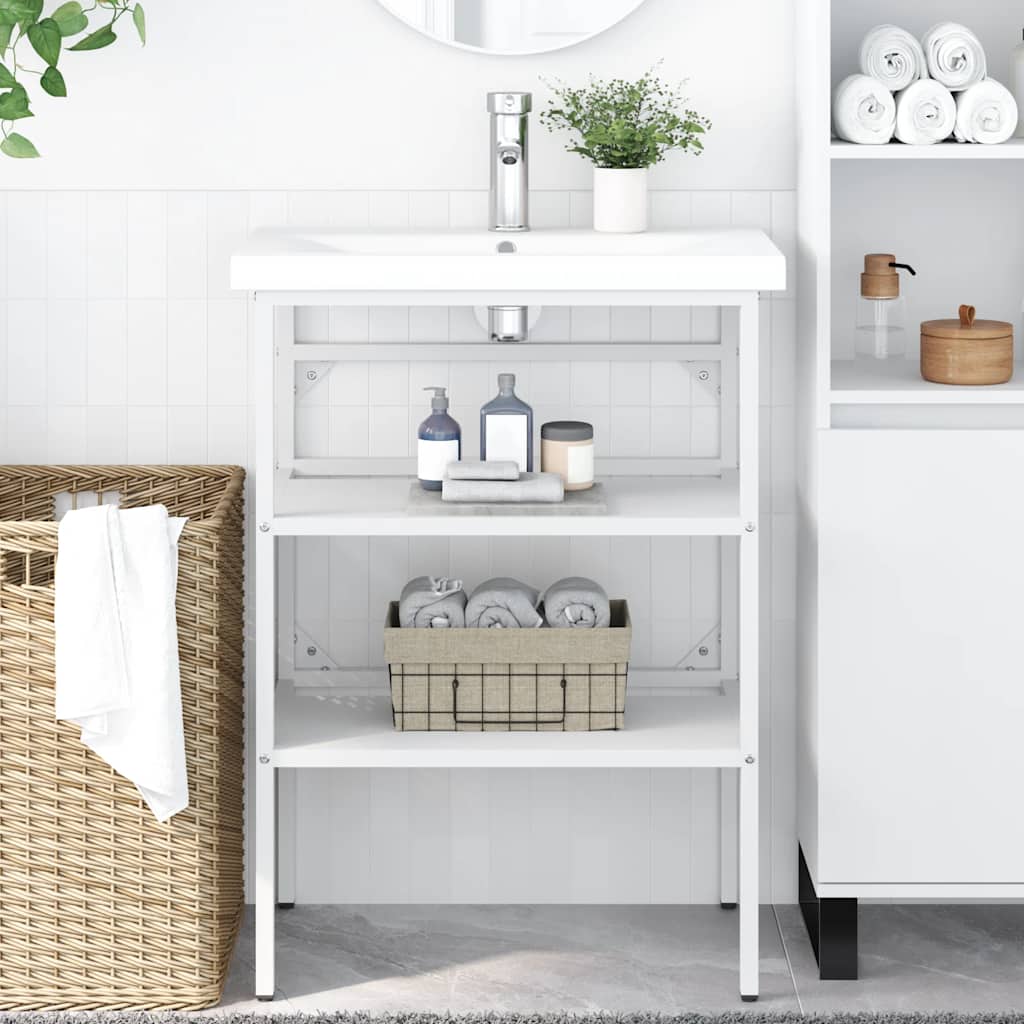 Badezimmer Waschtischgestell Weiß 40x38x83 cm Eisen