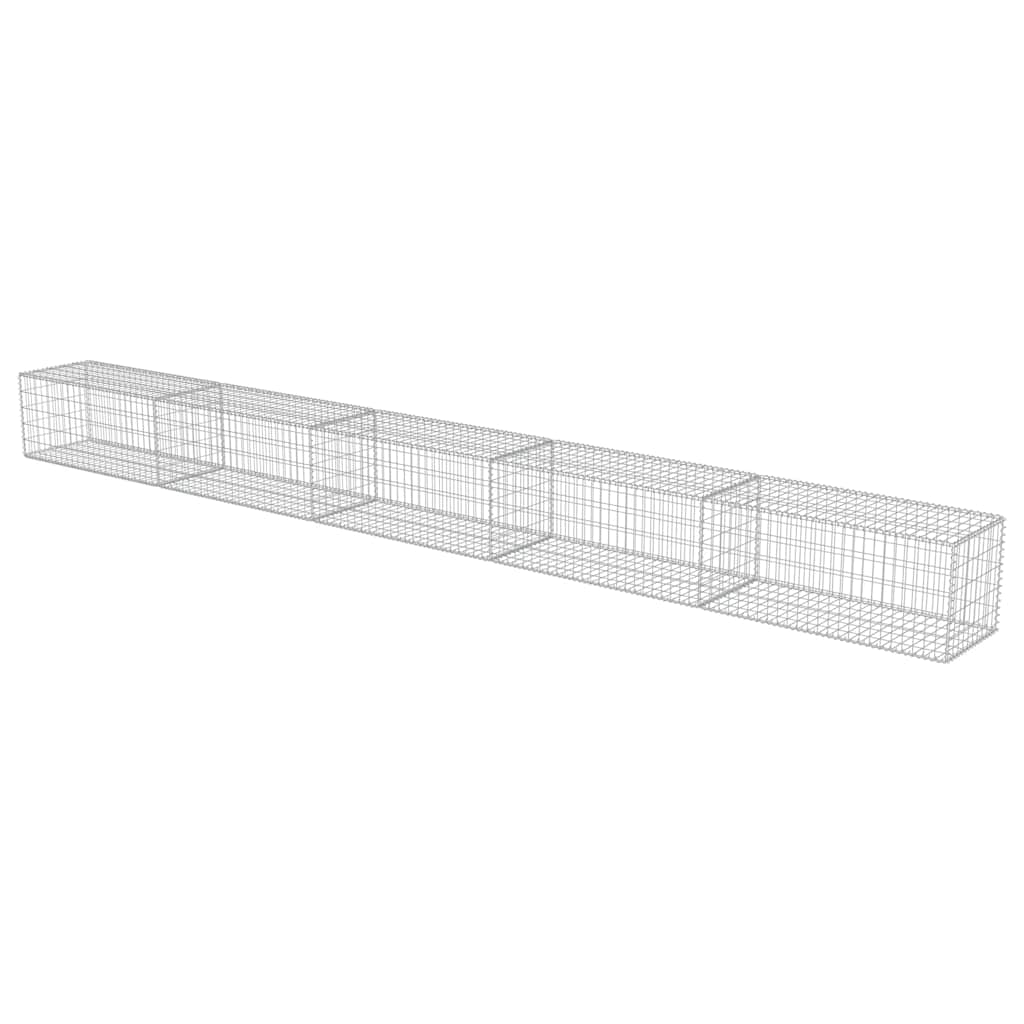 Gabionenwand mit Abdeckung Verzinkter Stahl 20×20×100 cm