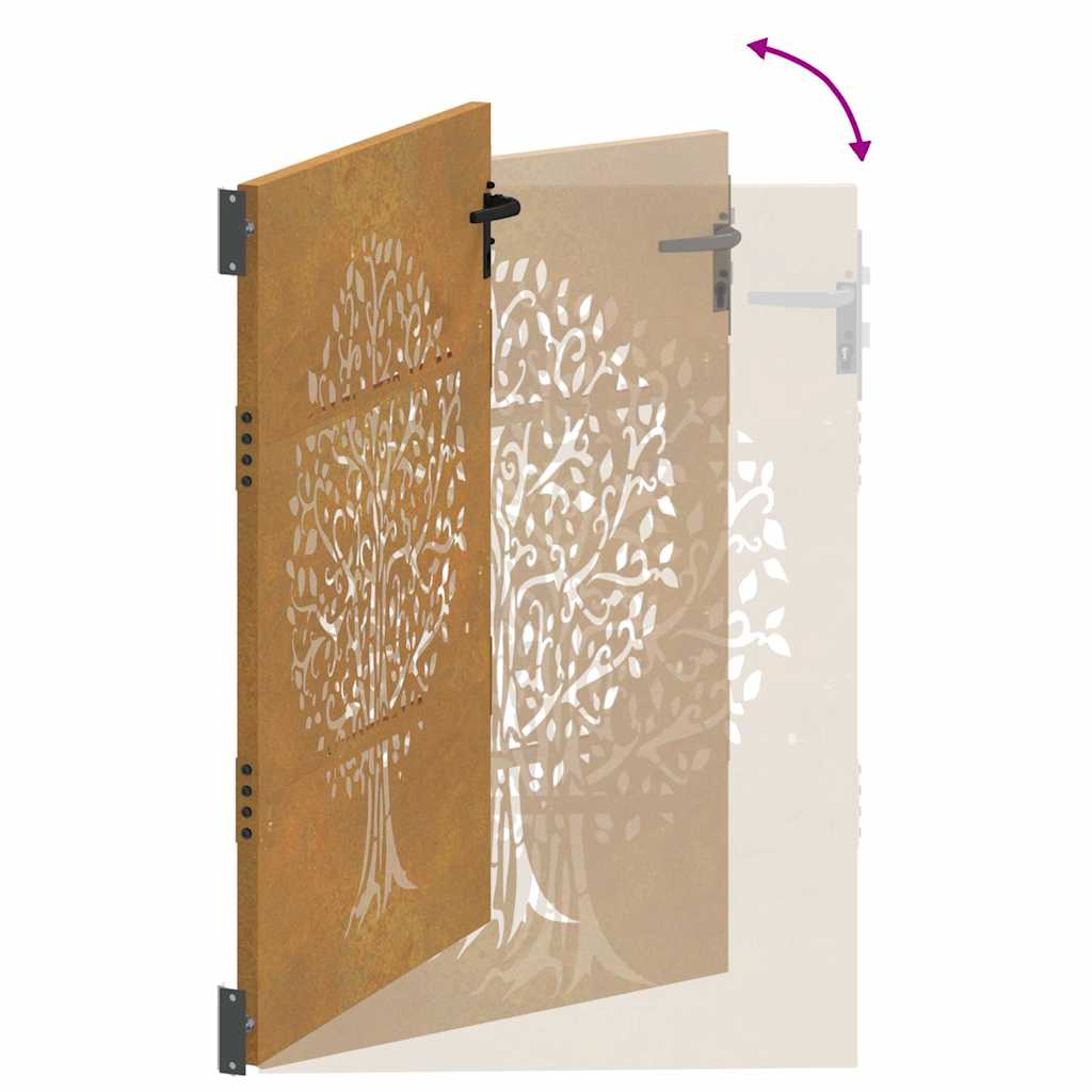 Gartentor 85x75 cm Cortenstahl Baum-Design