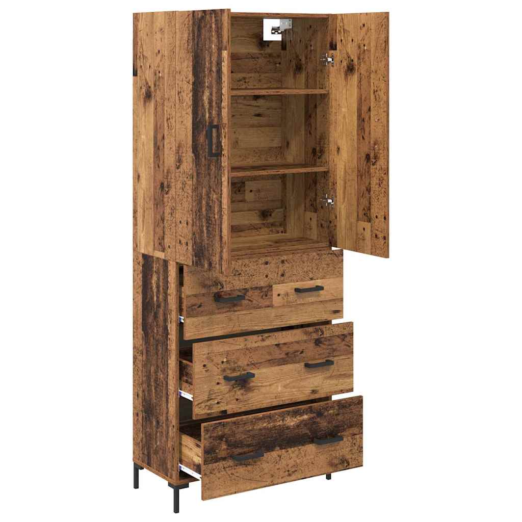Highboard Betongrau 69,5x34x180 cm Holzwerkstoff