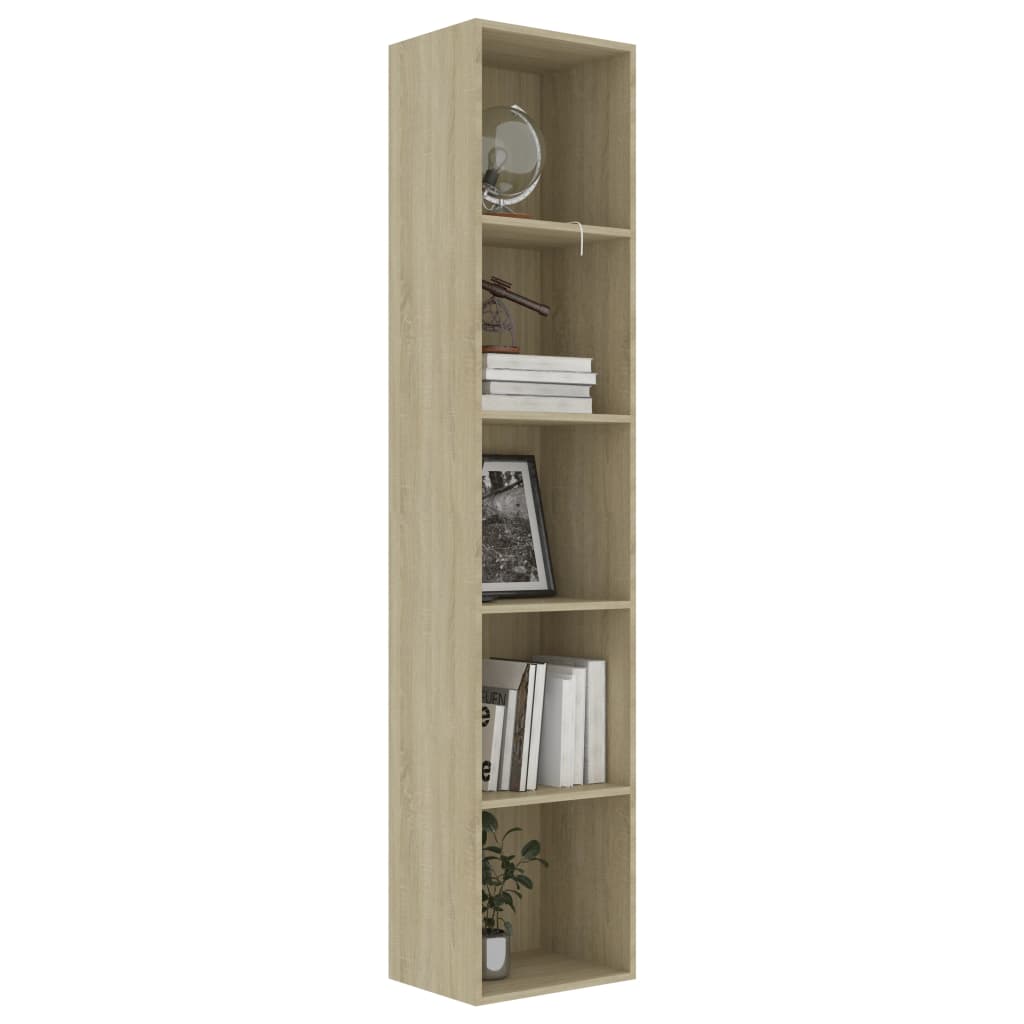 Bücherregal Schwarz Eichen-Optik 80x30x189 cm Holzwerkstoff