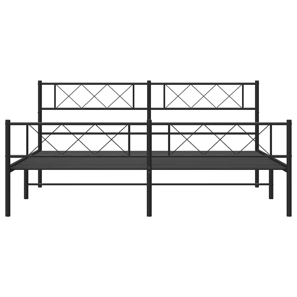 Bettgestell mit Kopfteil Metall Schwarz 100x190 cm