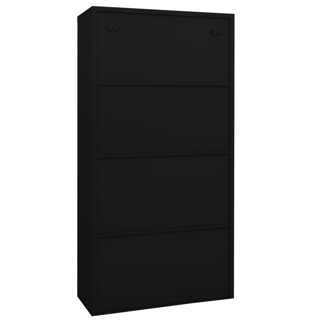 Büroschrank Weiß 90x40x180 cm Stahl und Hartglas