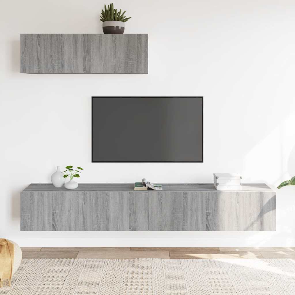 3-tlg. TV-Schrank-Set Weiß Holzwerkstoff