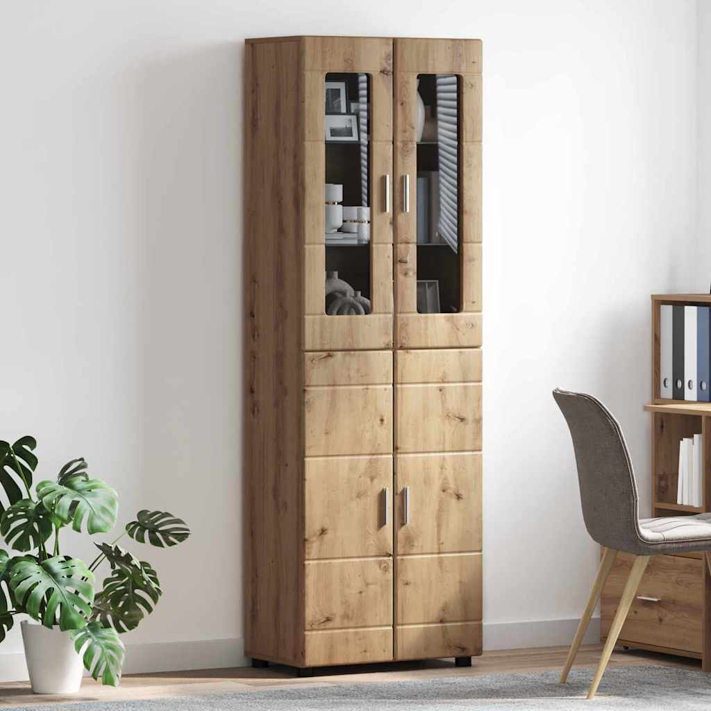 Highboard mit Regal FLORIN Weiß 60 x 35 x 182 cm Holzwerkstoff