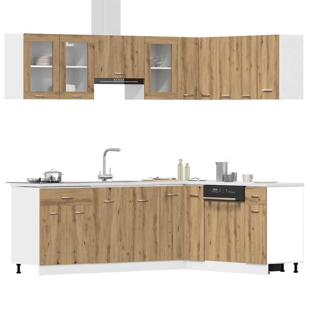 11-tlg. Küchenzeile Lyon Weiß Holzwerkstoff