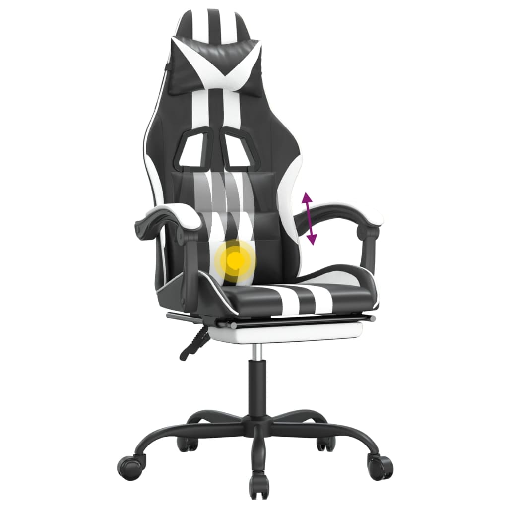 Gaming-Stuhl Drehbar Schwarz und Blau Kunstleder