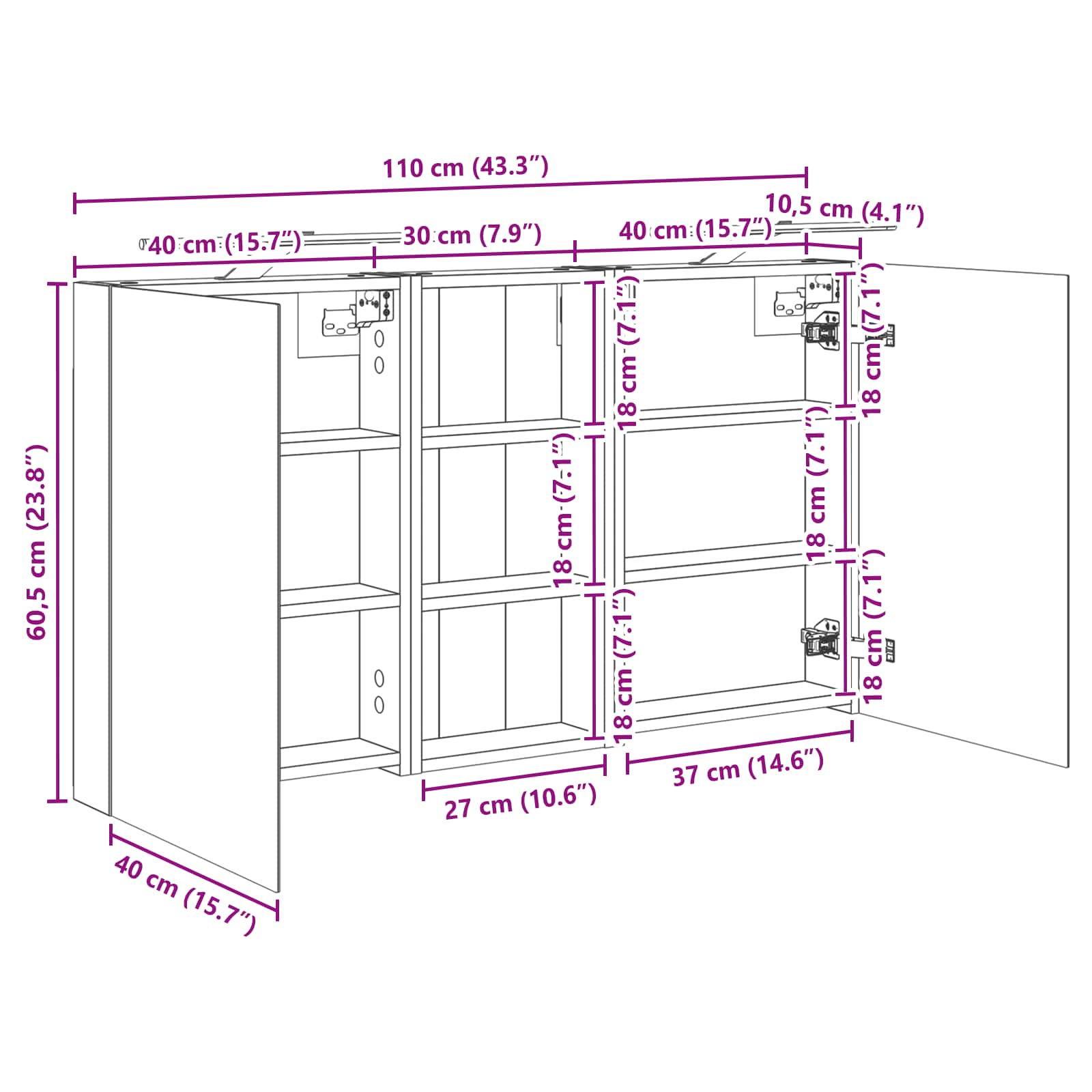 Badezimmerschrank-Set 3 pcs 80 x 10,5 x 50 cm Holzwerkstoff