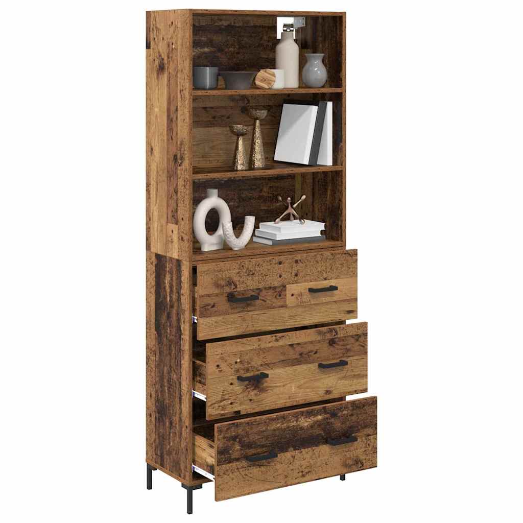 Highboard Hochglanz-Weiß 69,5x34x180 cm Holzwerkstoff
