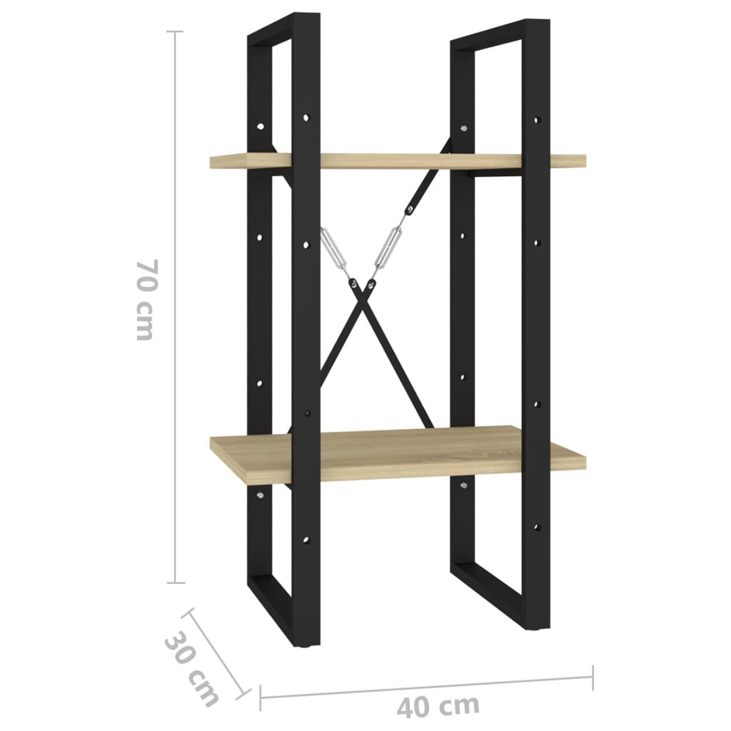 Bücherregal 2 Fächer Weiß 40x30x70 cm Holzwerkstoff