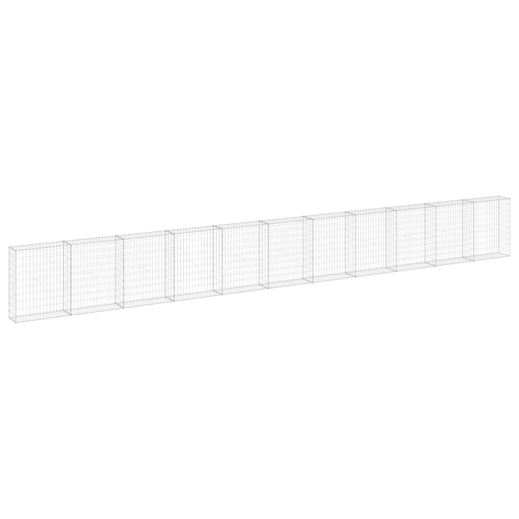 Gabionenwand mit Abdeckung Verzinkter Stahl 60x30x100 cm