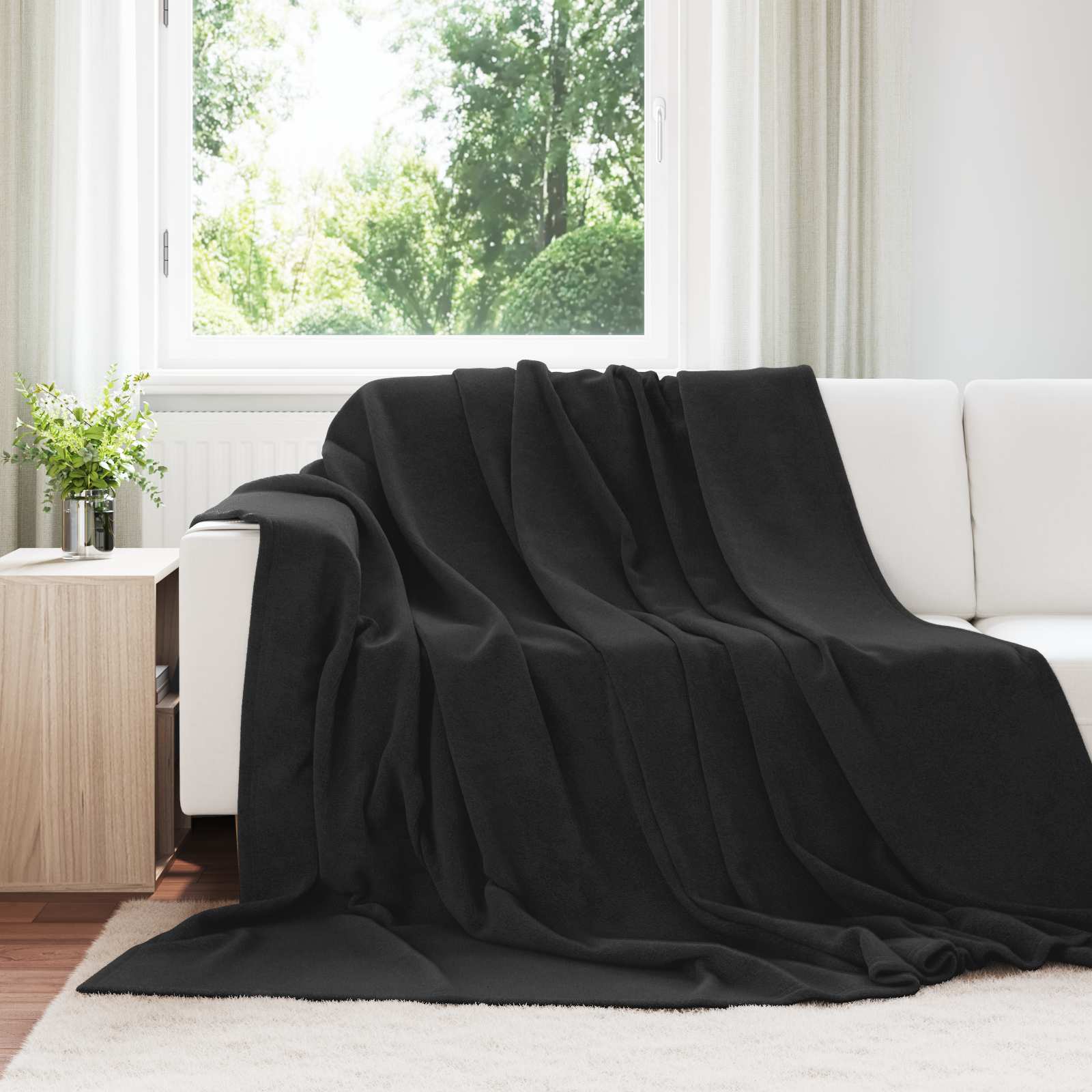 Überwurfdecke Beige 130 x 150 cm Fleece