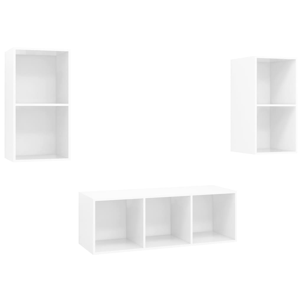 3-tlg. TV-Schrank-Set Weiß Holzwerkstoff