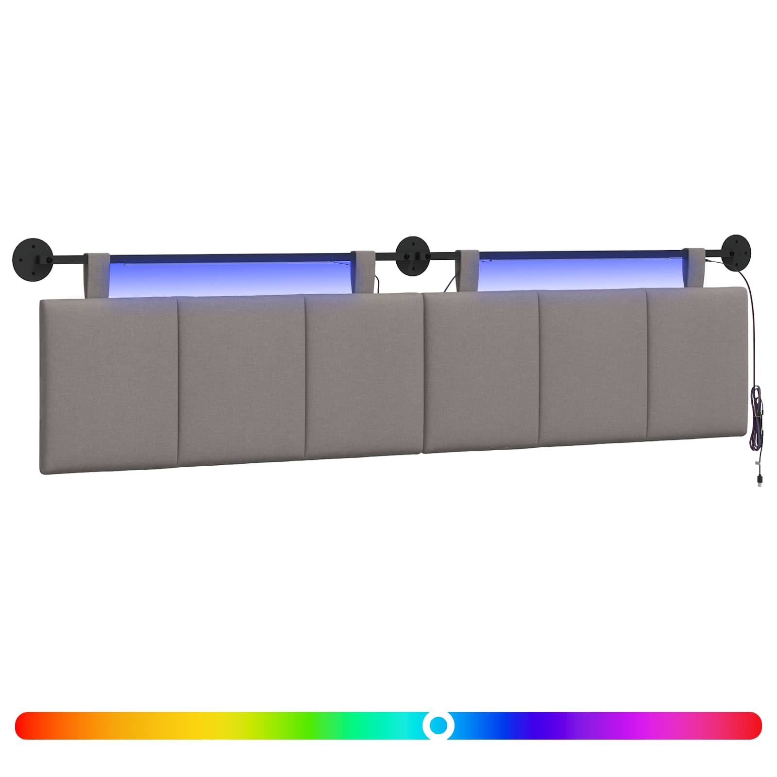 Hängendes Kopfteil Mit LED Licht Wolkengrau Stoff