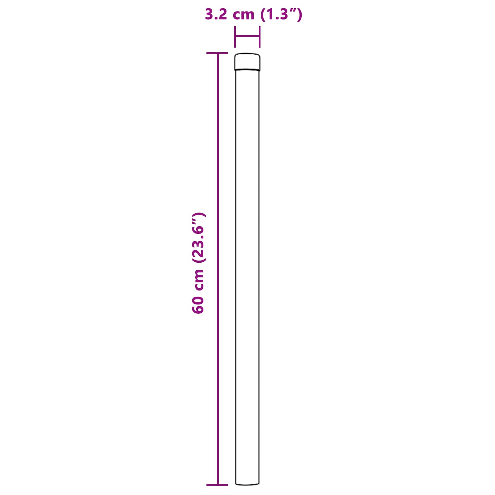 Zaunpfosten 2 pcs Grün 50 cm Pulverbeschichteter Stahl