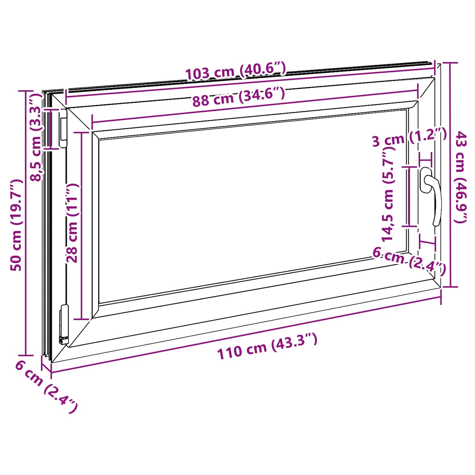 Kellerfenster RISOR 50 x 50 cm PVC und Glas Weiß