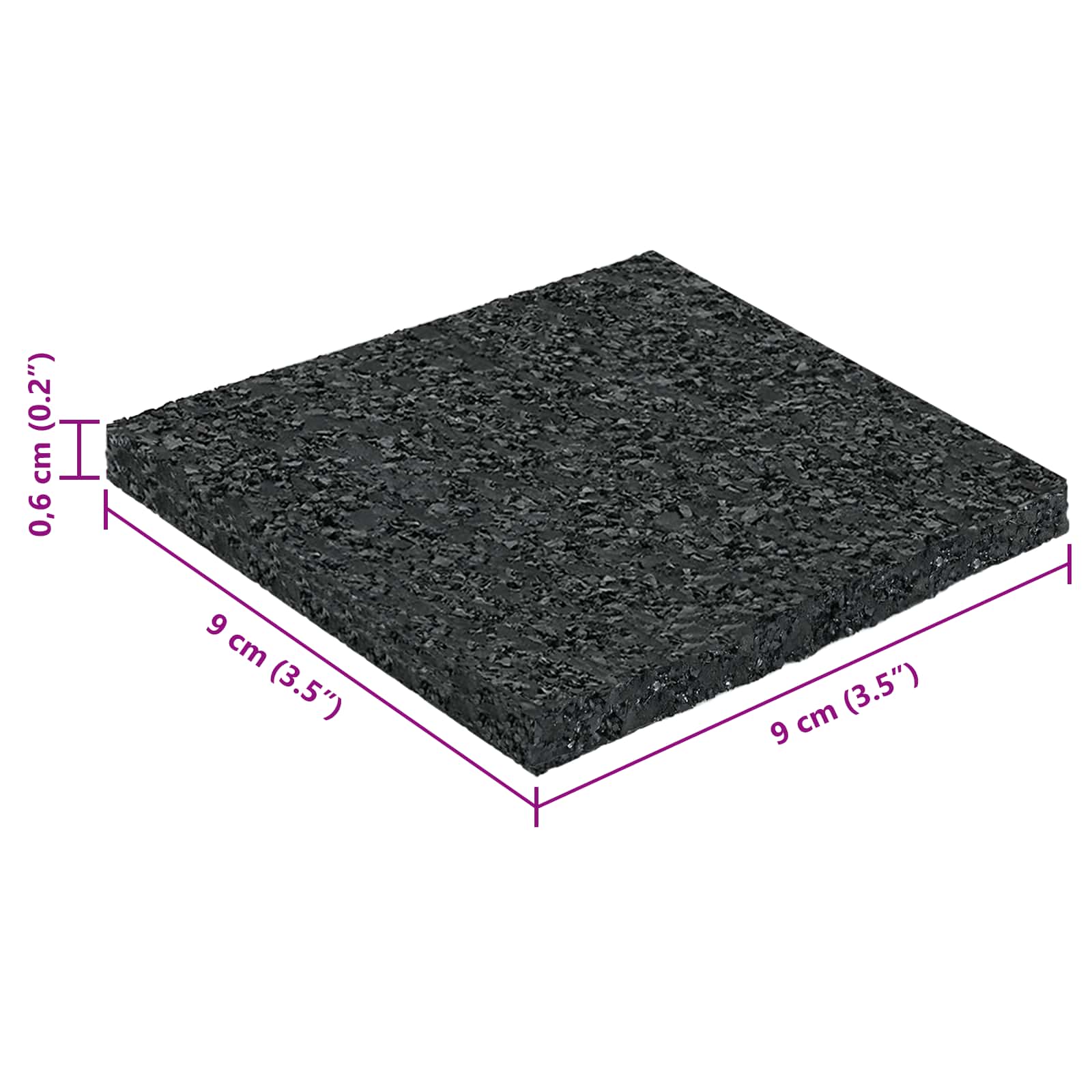 Gummigranulat-Patiopad Schwarz 6 x 9 x 0,3 cm Gummi