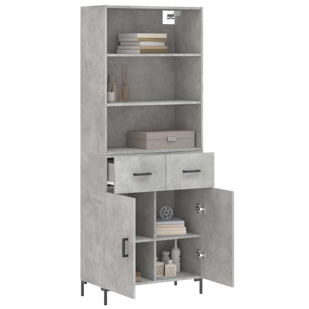 Highboard Hochglanz-Weiß 69,5x34x180 cm Holzwerkstoff