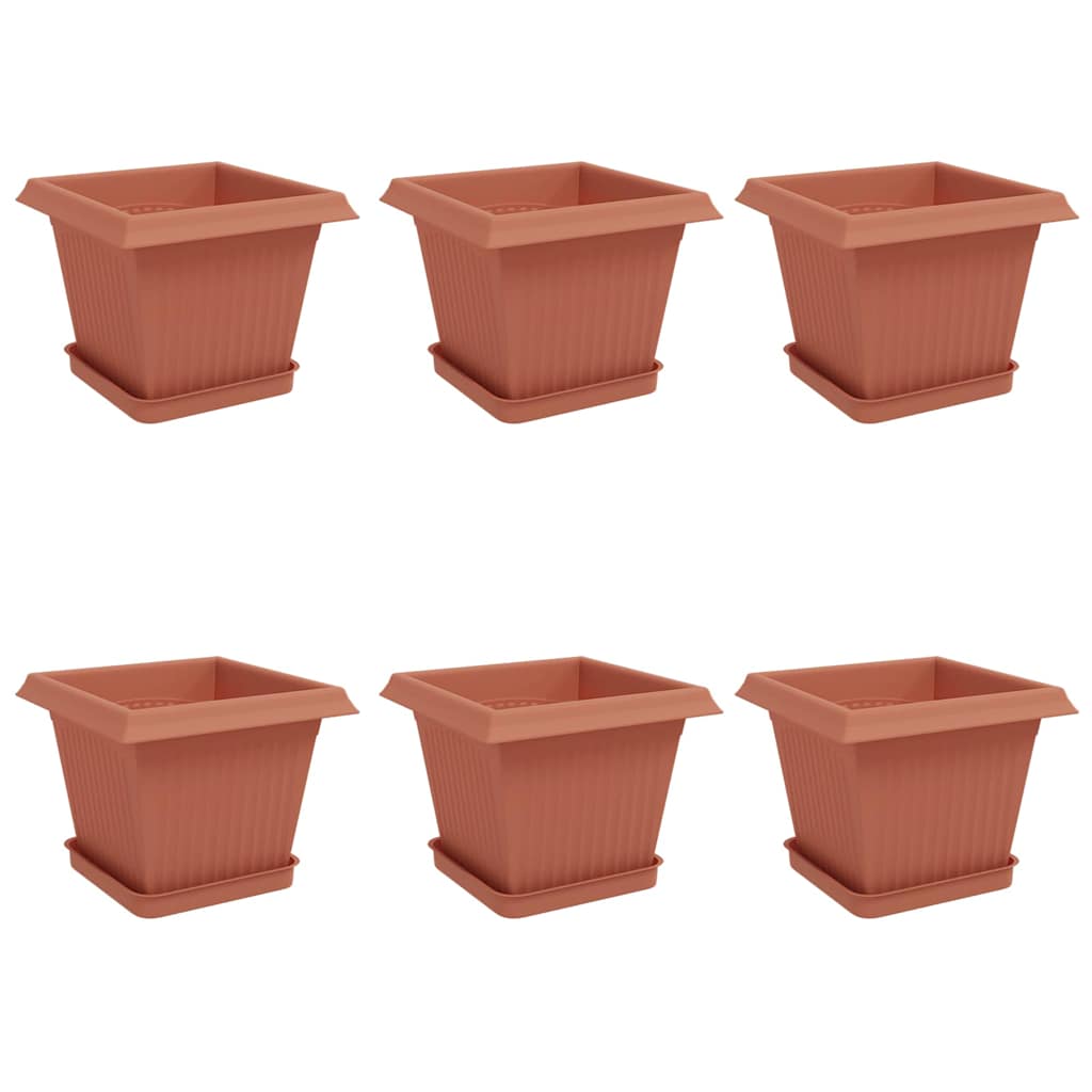 Blumentöpfe 6 pcs Ziegelrot 20 x 20 x 16 cm Kunststoff