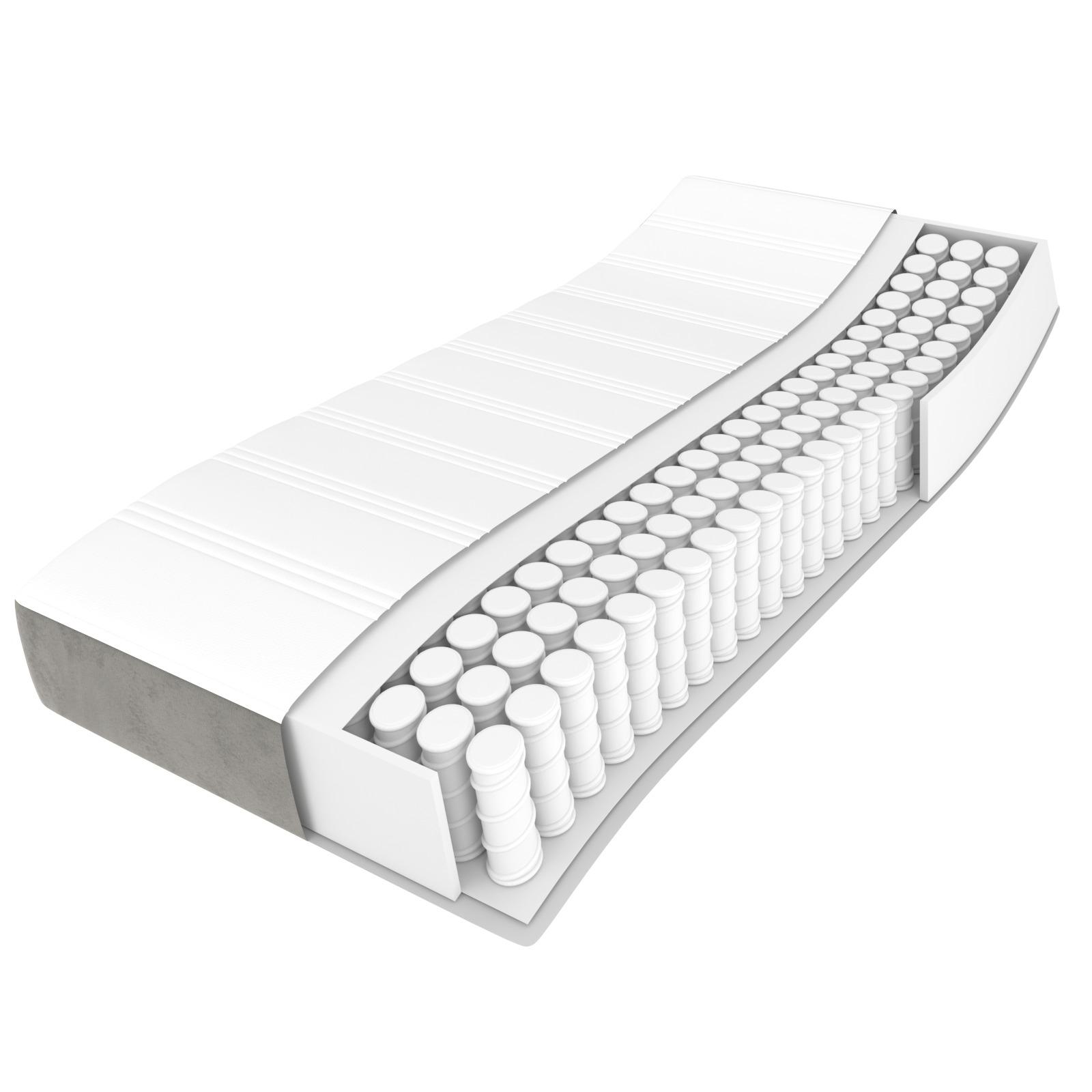 Taschenfederkernmatratze Mittel Hellgrau 100x203x20 cm Samt