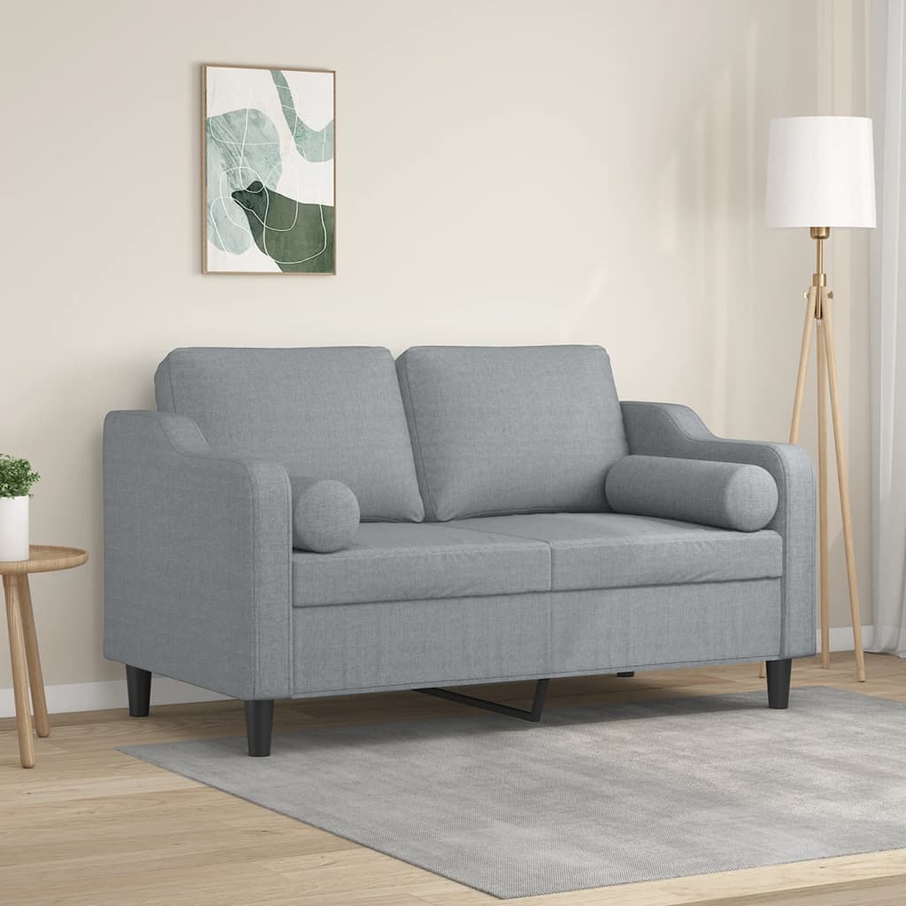 2-Sitzer-Sofa mit Zierkissen Braun 120 cm Stoff