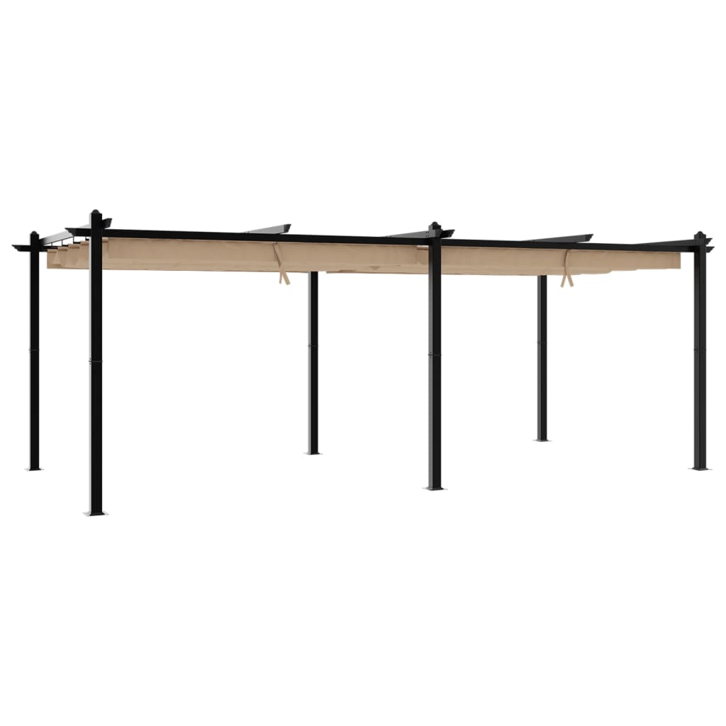 Gartenpavillon mit Ausziehbarem Dach Creme 3x6 m Aluminium