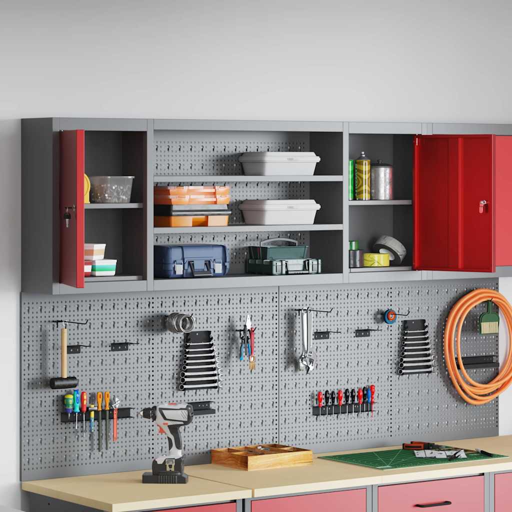 Werkzeugschrank mit Regal Schwarz und Grau 55 x 55 x 55 cm
