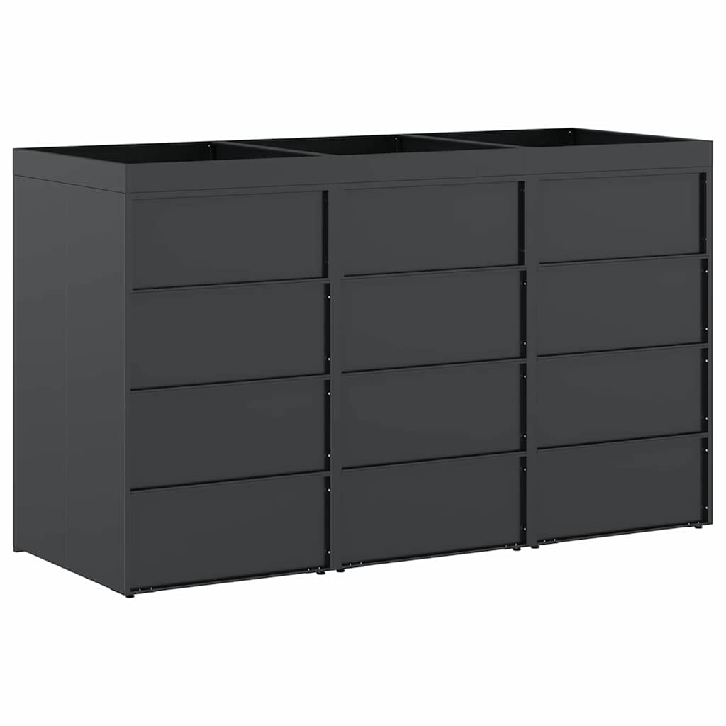 Mülltonnenbox für 2 Tonnen Schwarz 138x79x117 cm Stahl