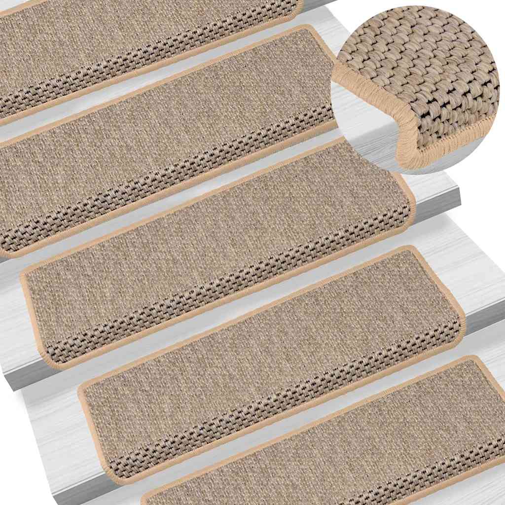 Treppenmatten Selbstklebend Sisal-Look 15 Stk. 65x21x4 Platina