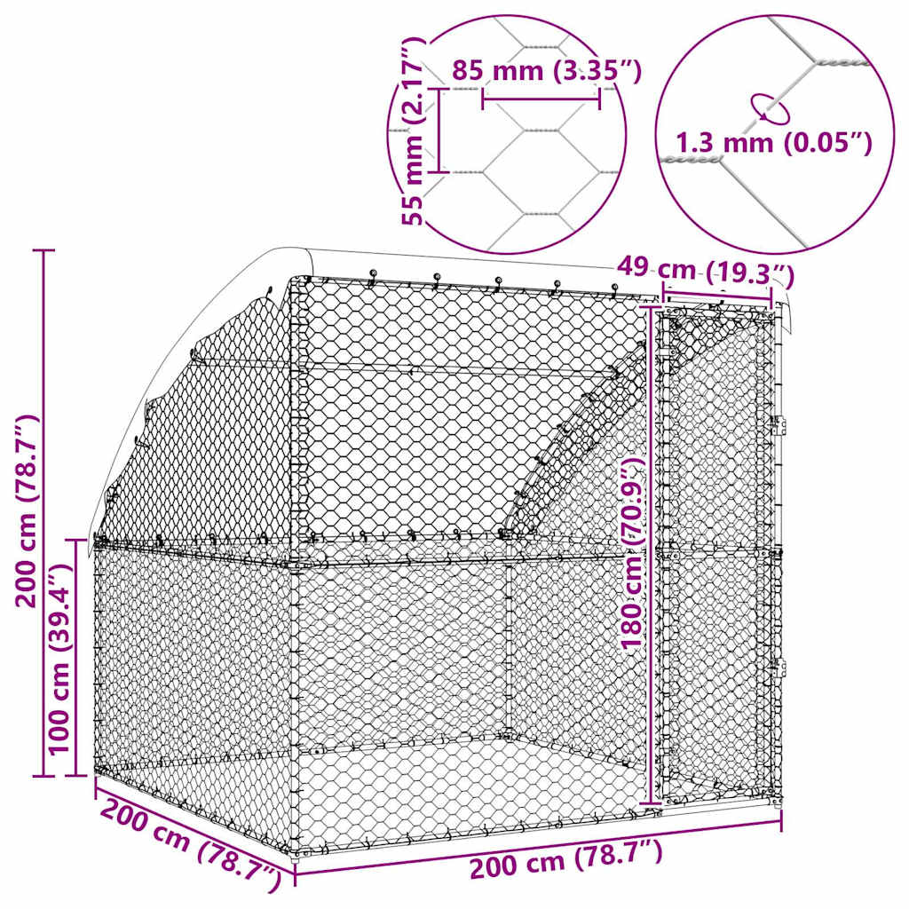 Hundekäfig 2 pcs Silber 4 x 2 x 2 m Verzinkter Stahl