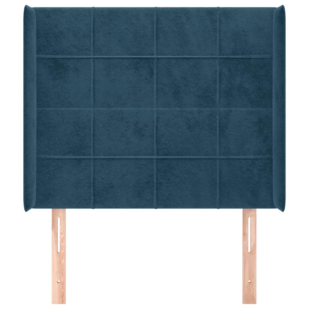 Kopfteil mit Ohren Dunkelblau 93x16x78/88 cm Samt