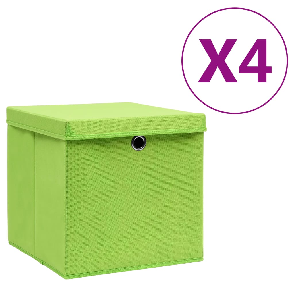 Aufbewahrungsboxen mit Deckeln 10 Stk. 28x28x28 cm Schwarz