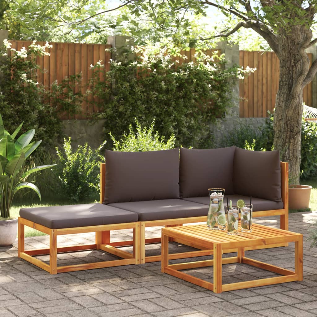 6-tlg. Gartensofa-Set mit Kissen Holz Akazie & Seil