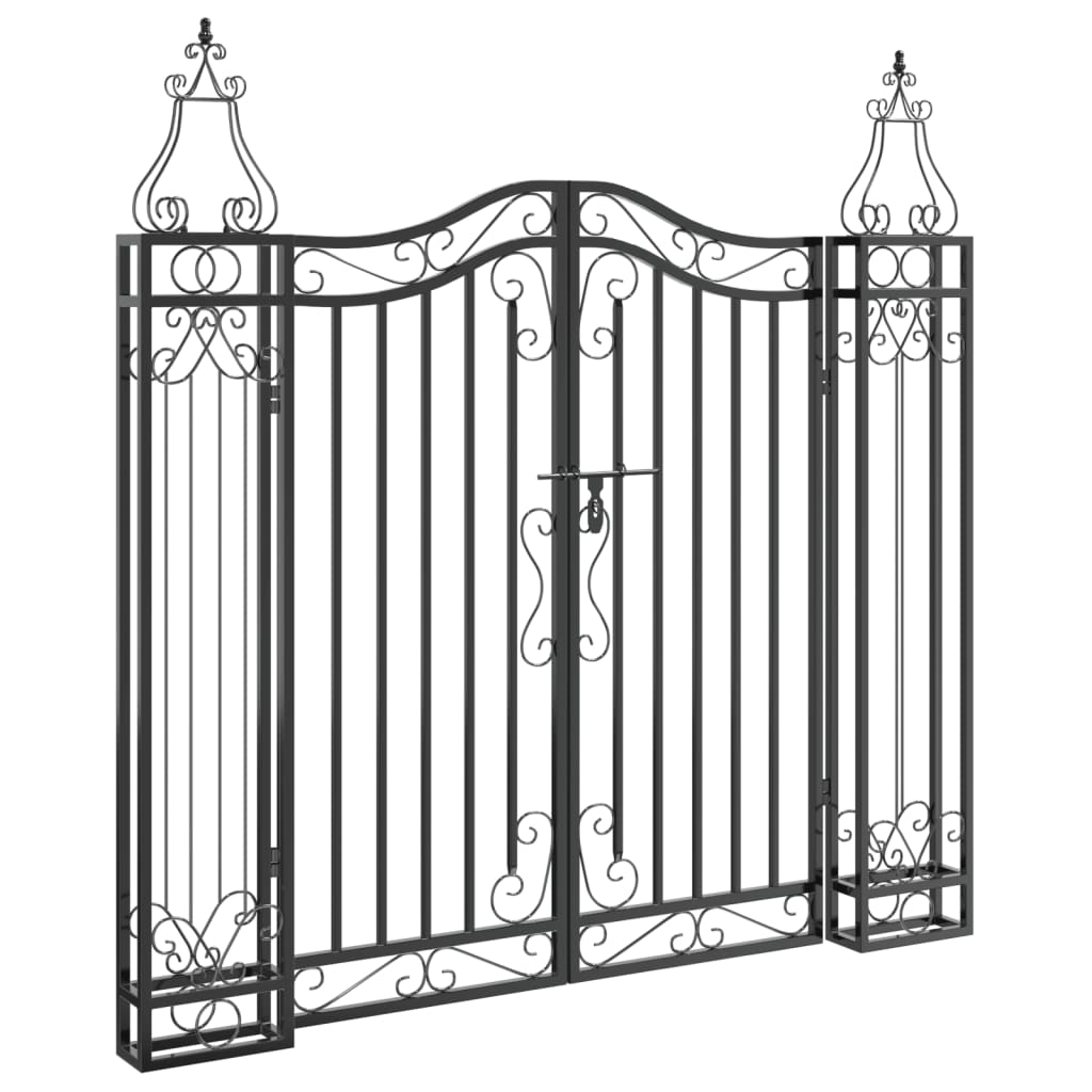 Gartentor Schwarz 121x8x100 cm Schmiedeeisen