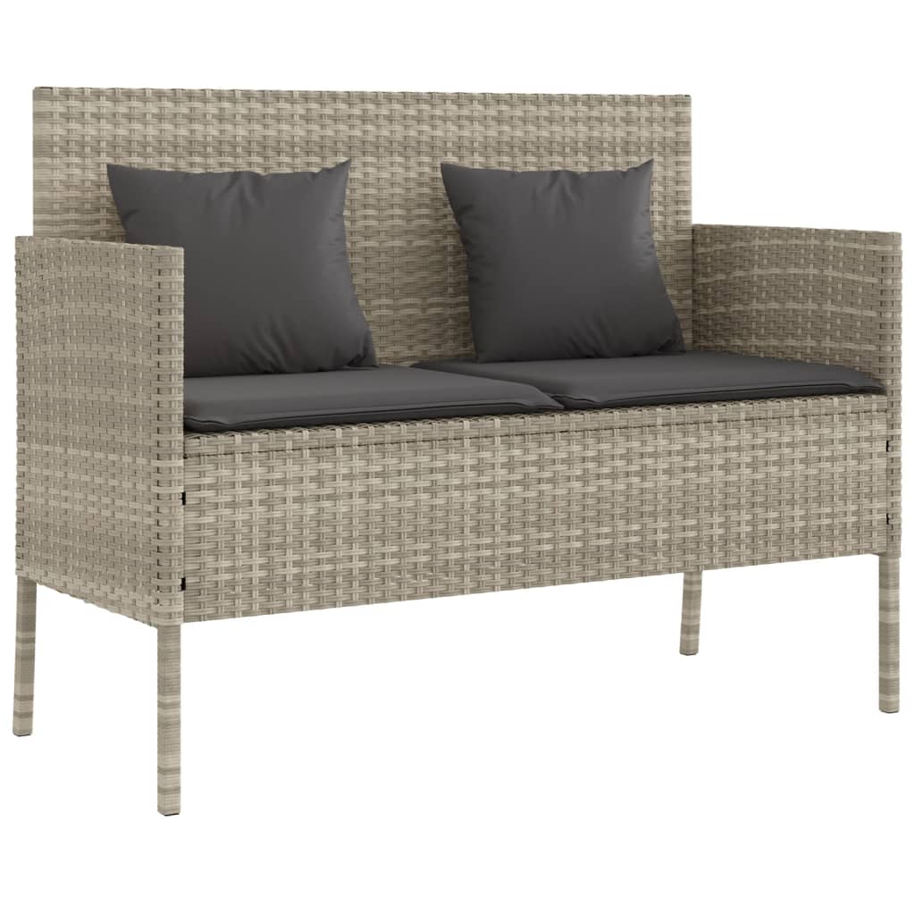 Gartenbank mit Kissen Schwarz Poly Rattan