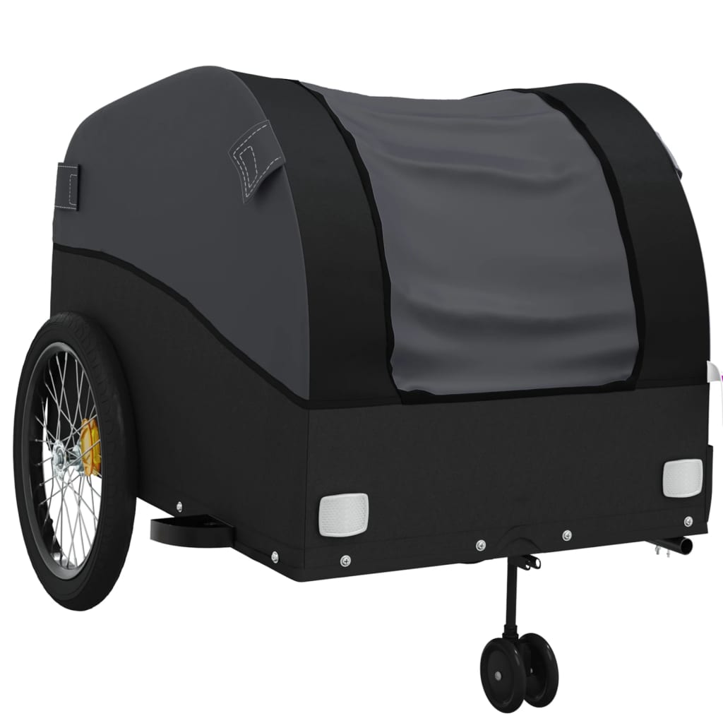 Fahrradanhänger Schwarz und Orange 30 kg Eisen