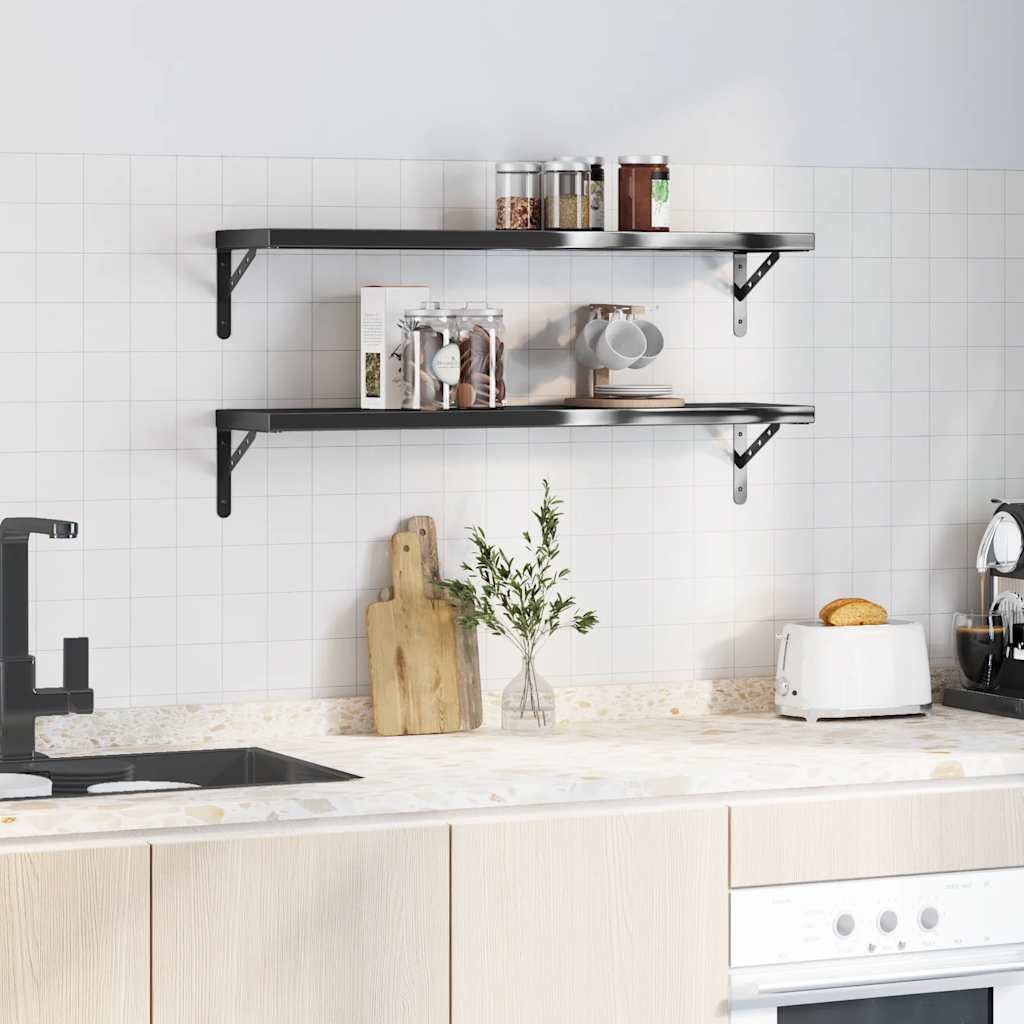 Wandregale 2 Stk. 100x40 cm Silbern Edelstahl