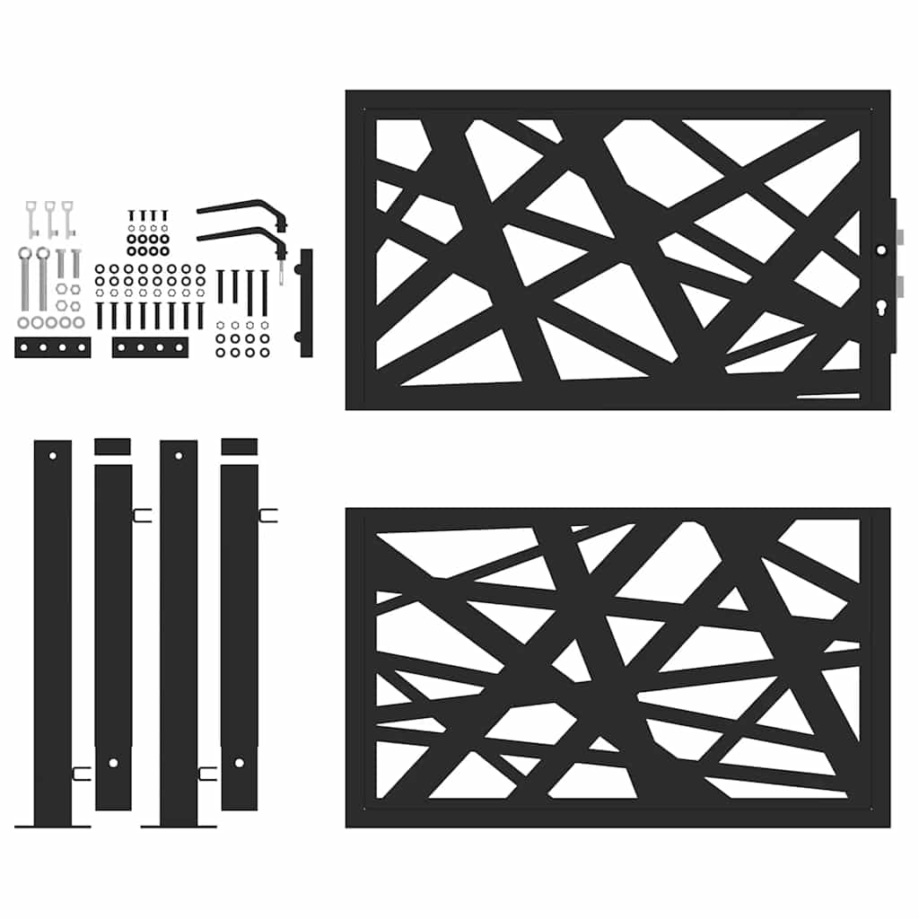 Gartentor Schwarz 100x100 cm Stahl Lichtdesign