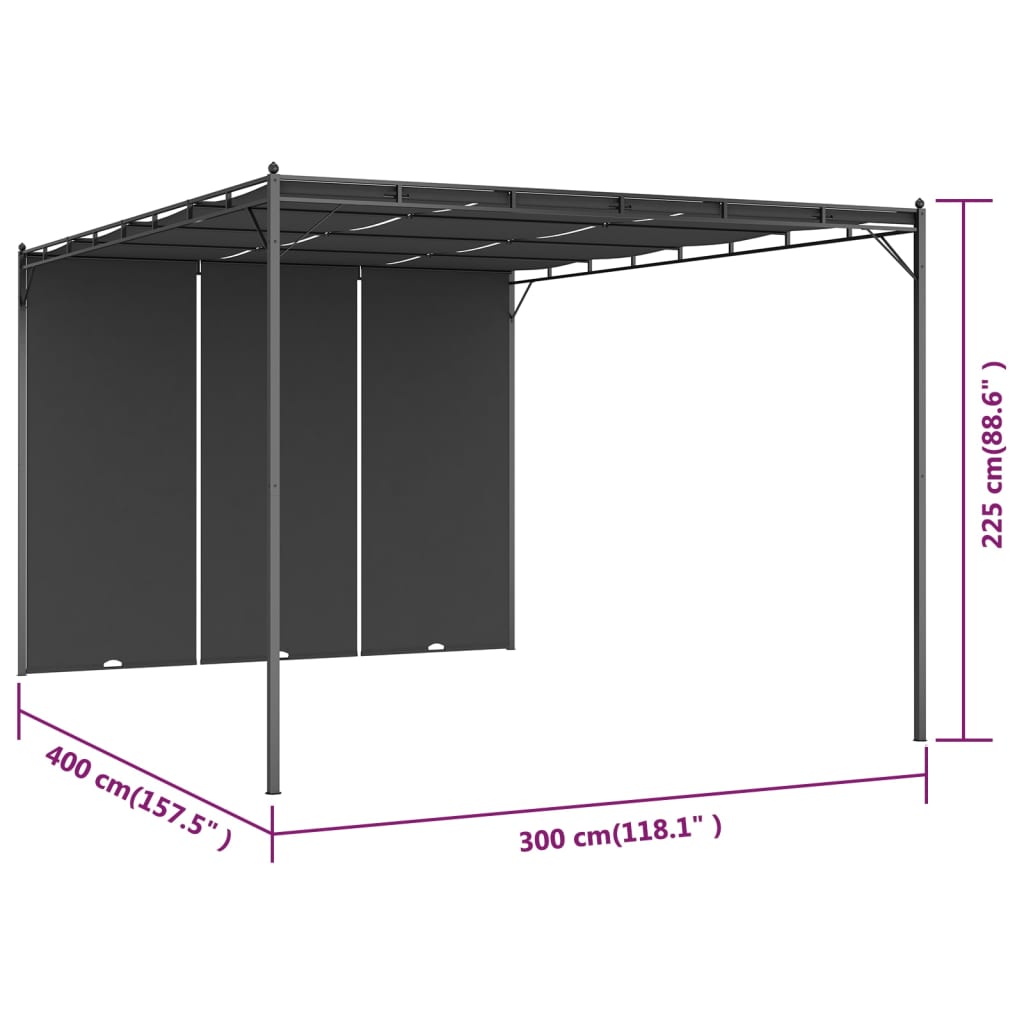 Pavillon 4 x 3 x 2,3 m Grün Polyester und Stahl