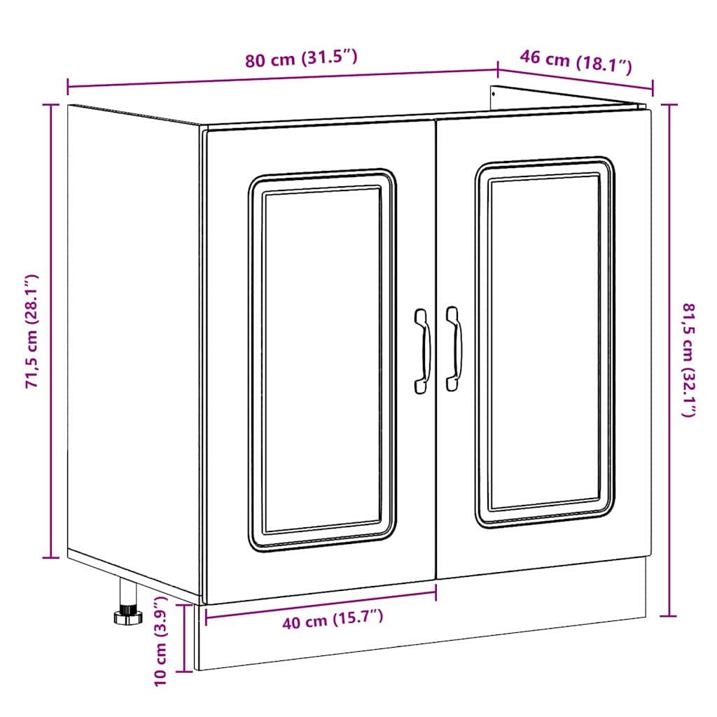 Küchenschrank Kalmar Weiß 80 x 46 x 81.5 cm Holzwerkstoff