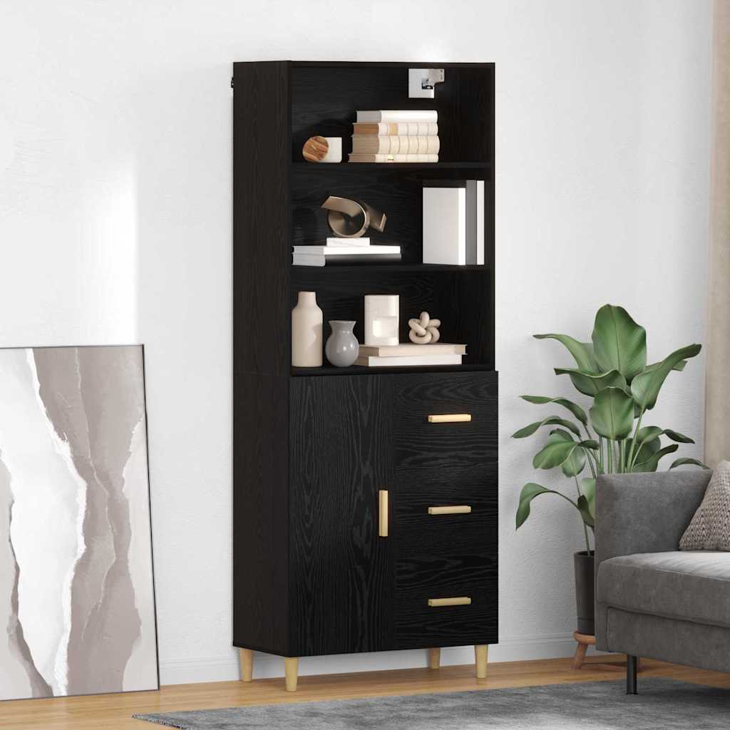 Highboard Altholz 69,5 x 32,5 x 180 cm Holzwerkstoff