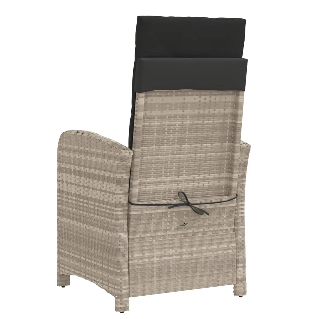 Gartensessel Verstellbar mit Kissen Schwarz Poly Rattan