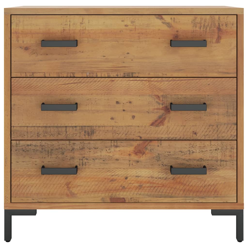 Kommode Schwarz 75x35x70 cm Massivholz Kiefer