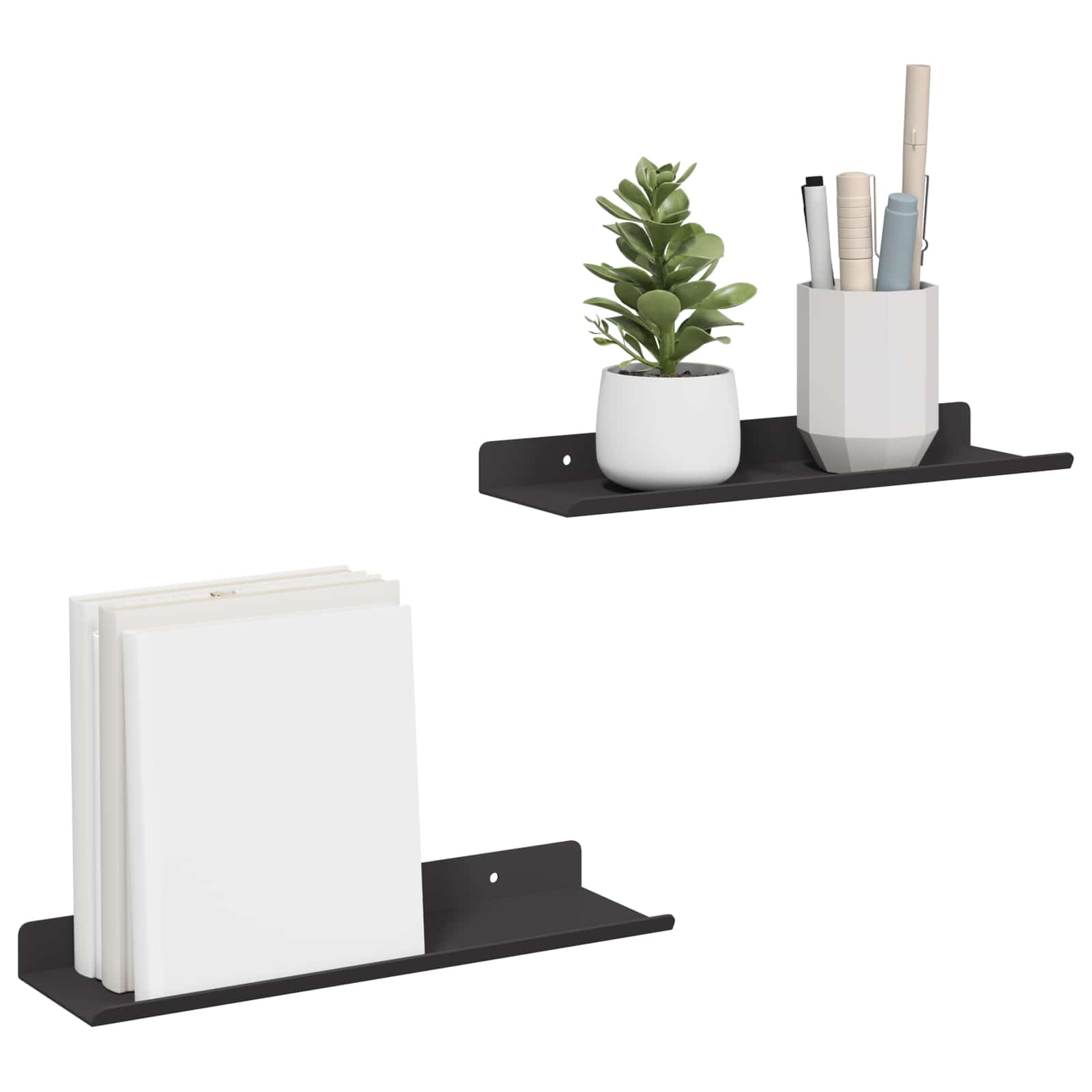 Schwebendes Regal 3 pcs Schwarz 40 x 9 x 2,5 cm Stahl