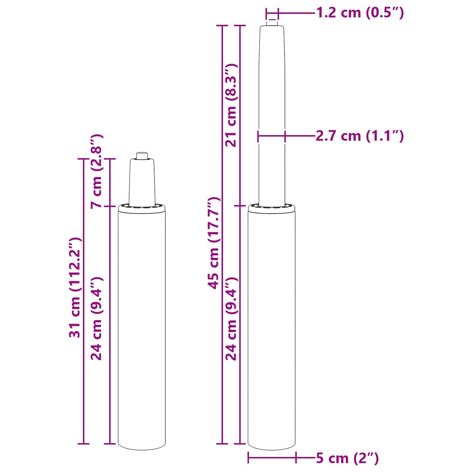 Bürostuhl Gaszylinder Schwarz 239-309 mm Eisen