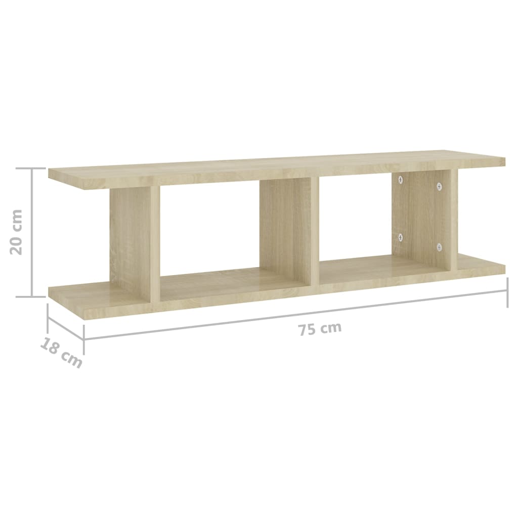 Wandregale 2 Stk. Weiß 75x18x20 cm Holzwerkstoff