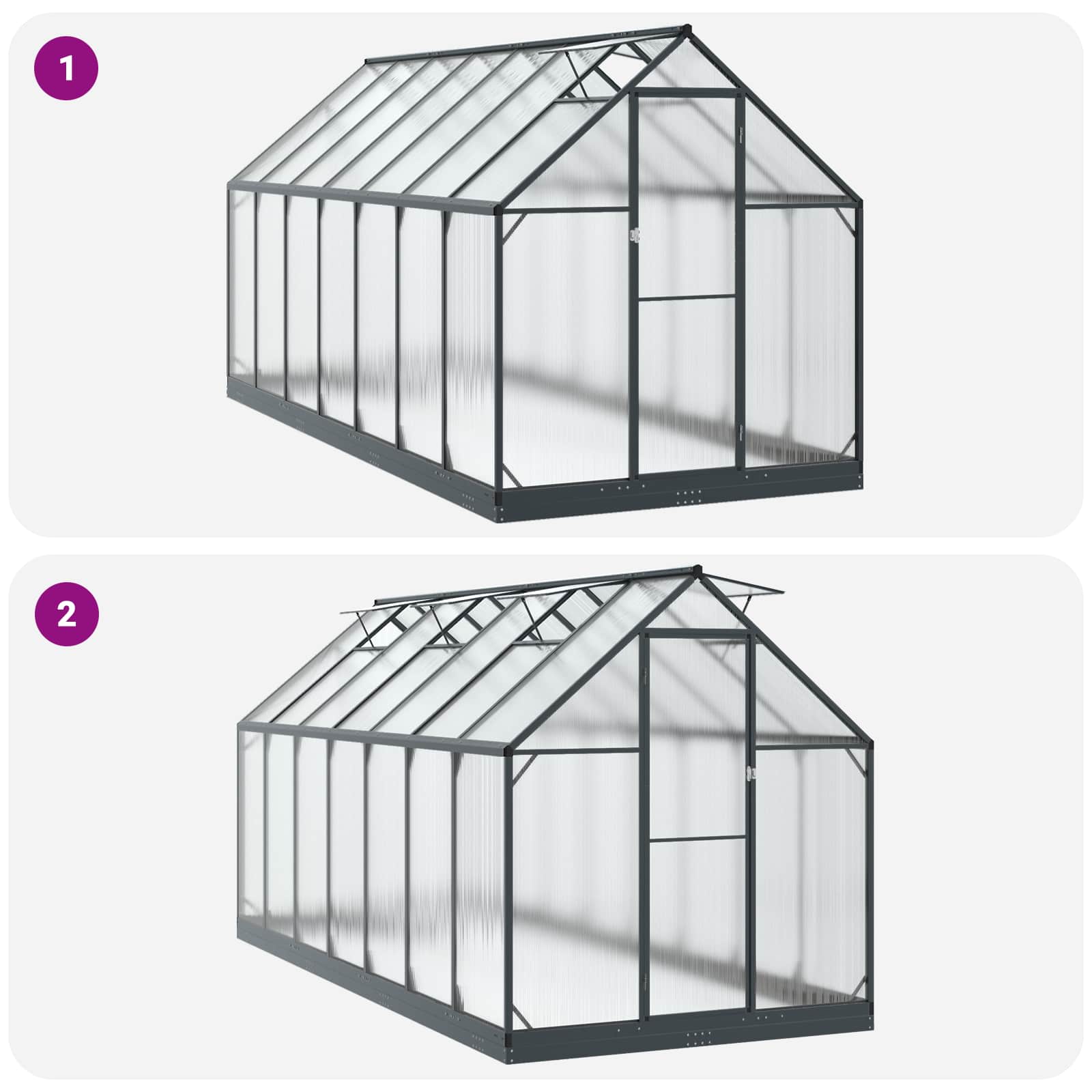 Garten Gewächshaus mit Tür Anthrazit 183,5 x 183,5 x 207 cm